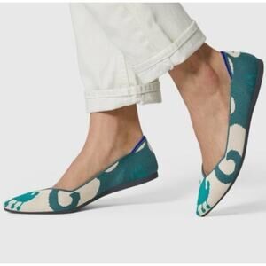 Rothy's Teal and Cream Flats